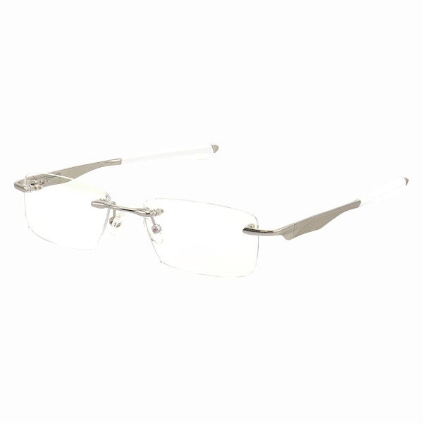 Armação de Óculos Flutuante Sem Aro Wingfold Prata e Branco